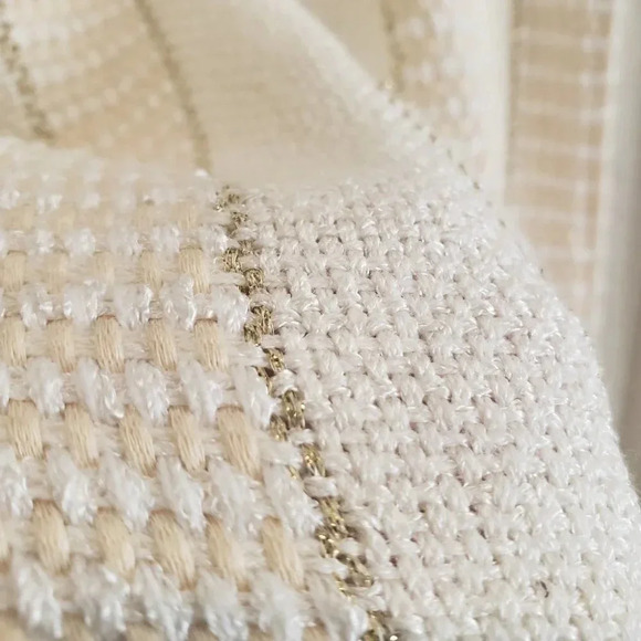 Zonda Nellis Hand-Woven VTG Cardigan Neutral Metallic  ART TO WEAR Slow Fashion - Picture 10 of 17